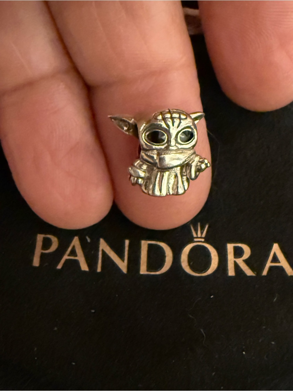 Pandora Silver Baby Yoda Charm with Black Eyes